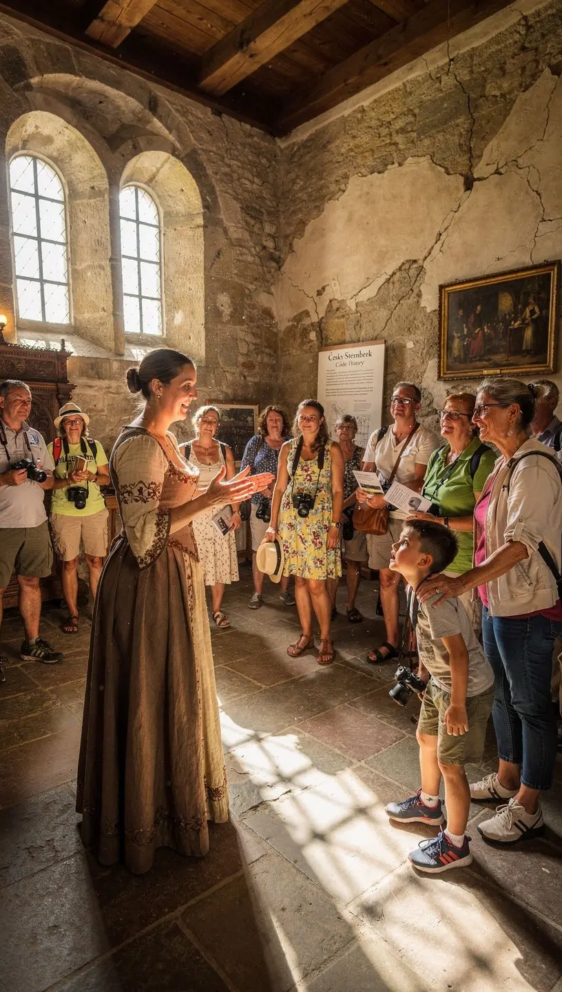 Interiér muzea s exponáty české historie a kultury.